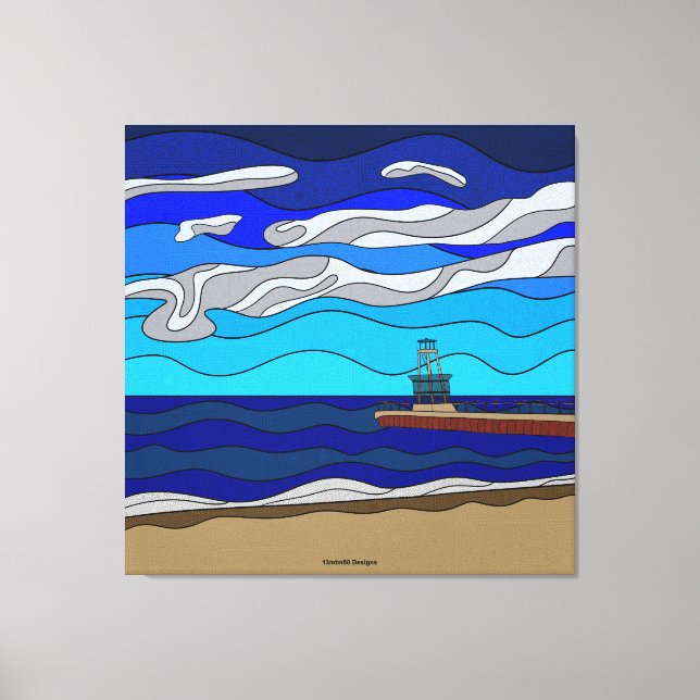 Impression sur toile du lac Michigan (40"x40") (Recto)
