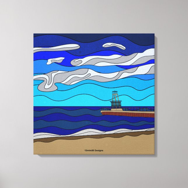 Impression sur toile du lac Michigan (60x60cm) (Recto)