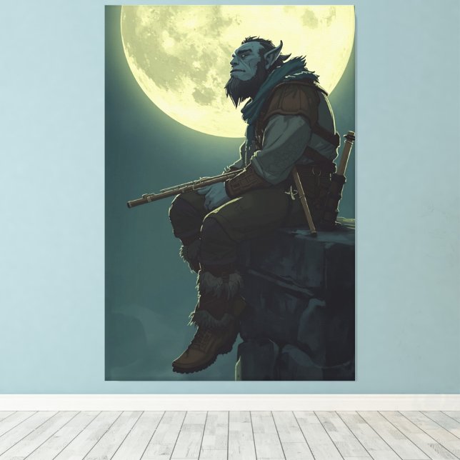 Impression sur toile du portrait de barde demi-orq (Insitu (Plancher de Bois))