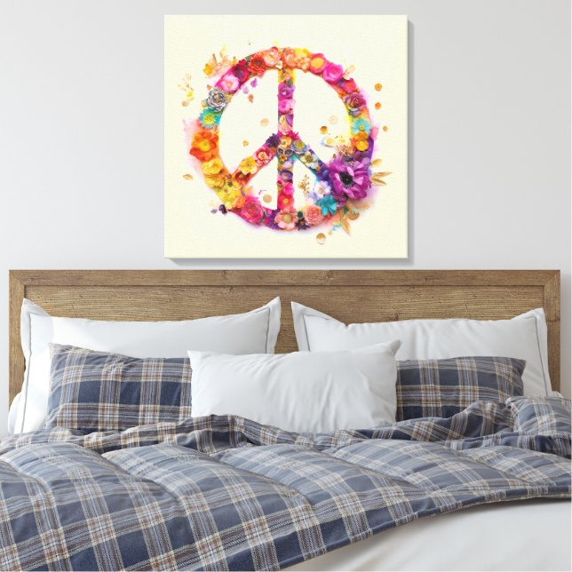 Impression sur toile du signe de la paix Bohème Hi (Insitu(Chambre))