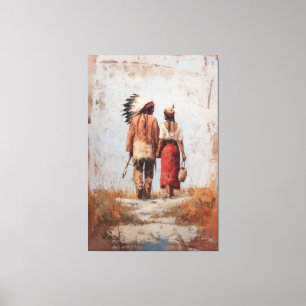 Impression sur toile d'un couple amérindien