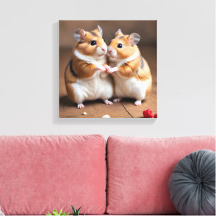 Impression sur toile d'un mignon couple de hamster