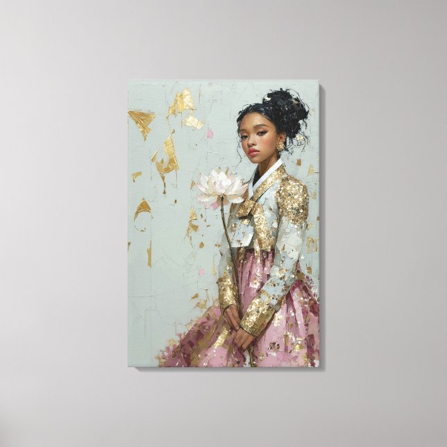 Impression sur toile d'une fille en Hanbok moderne (Recto)