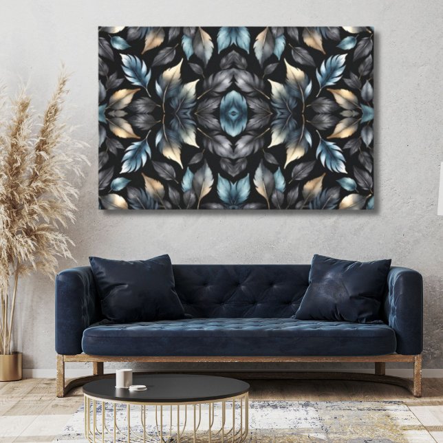 Impression sur toile élégante à motif feuille noir (Créateur téléchargé)