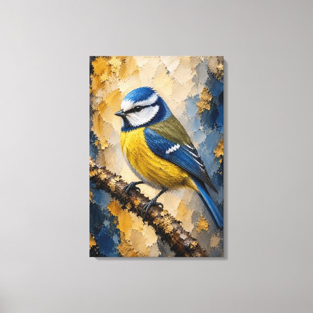Impression sur toile en impasto de luxe Mésange bl (Recto)