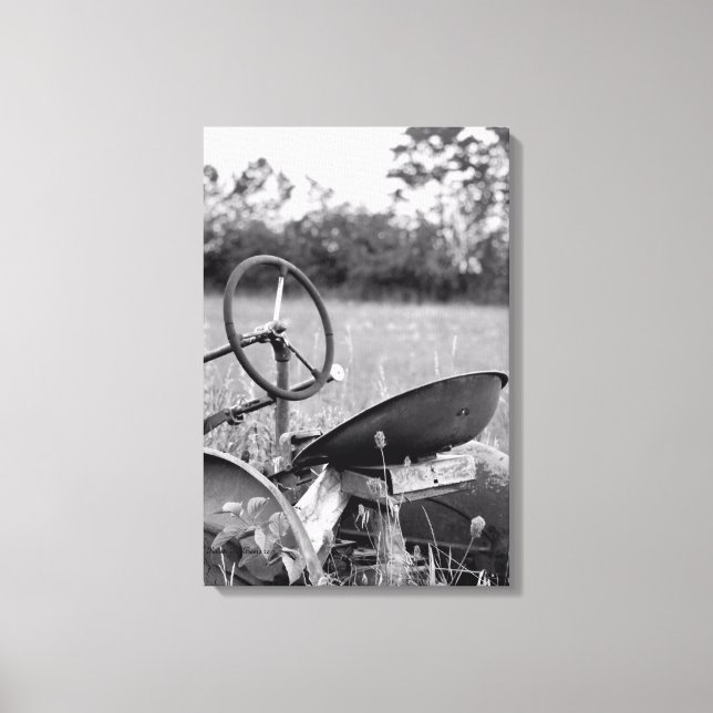 Impression sur toile en noir et blanc d'un tracteu (Recto)