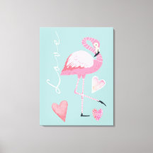 Impression sur toile étendue Amour de Flamant Rose