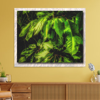 Impression sur toile étendue de feuilles vertes en