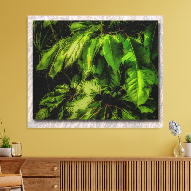 Impression sur toile étendue de feuilles vertes en (Insitu(Salon))