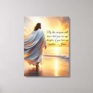 Impression sur toile étirée avec Jésus et citation