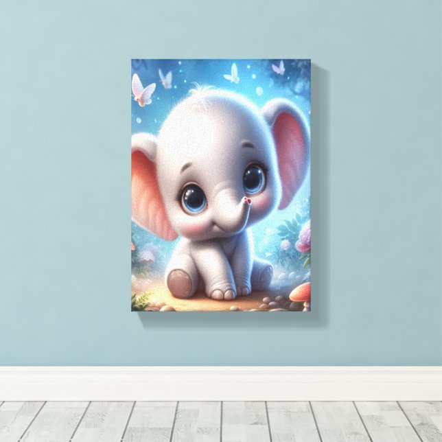 Impression sur toile étirée Bel éléphant blanc (Insitu (Plancher de Bois))