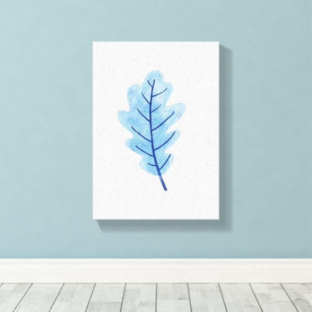 Impression sur toile étirée Belle feuille bleue (Insitu (Plancher de Bois))