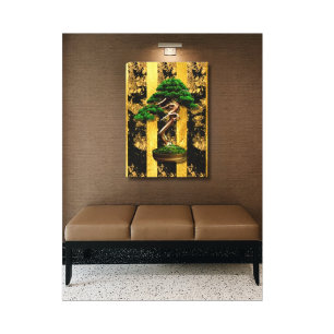 Impression sur toile étirée d'arbre bonsaï asiatiq
