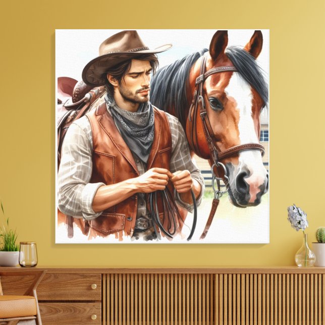 Impression sur toile étirée de cow-boy occidental  (Insitu(Salon))