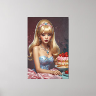 Impression sur toile étirée de gâteau d'anniversai