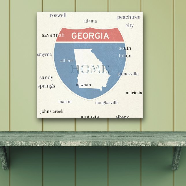 Impression sur toile étirée des villes de Géorgie (Represent the beautiful state of Georgia with this unique wall hanging)