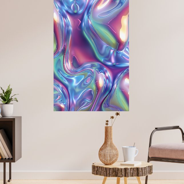 Impression sur toile étirée en liquide chrome abst (Salon 3)