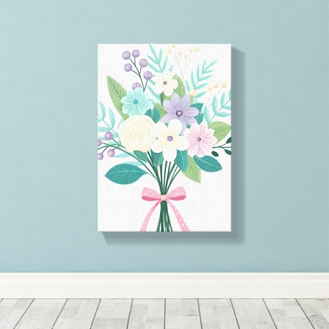 Impression sur toile étirée Fleurs Jolies Floral (Insitu (Plancher de Bois))