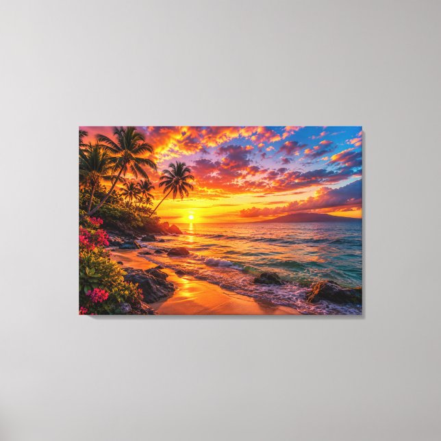 Impression sur toile Évasion au coucher du soleil  (Recto)