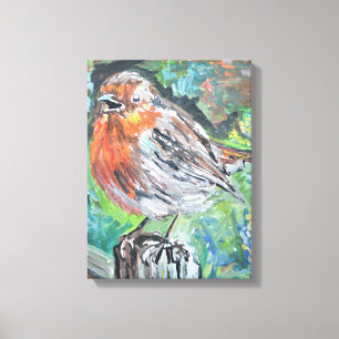 Impression sur toile expressionniste du Rouge-gorg