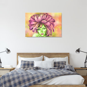 Impression sur toile Femme Chrysanthème
