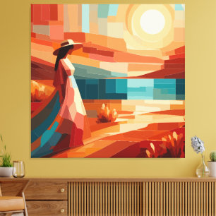 Impression sur toile Femme du désert Boho Coucher 
