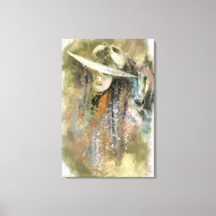 Impression sur toile - Femme et Cheval - Peinture