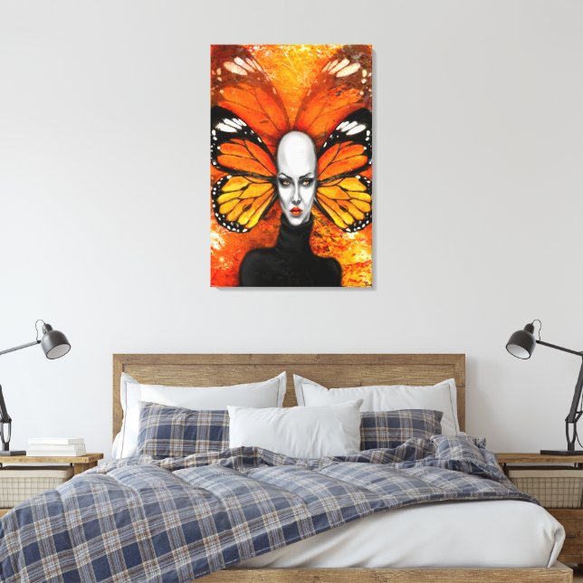 Impression sur toile Femme Papillon (Insitu(Chambre))