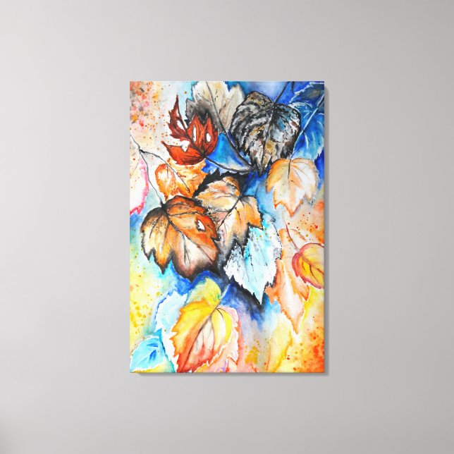 Impression sur toile Feuilles d'automne - Peinture (Recto)