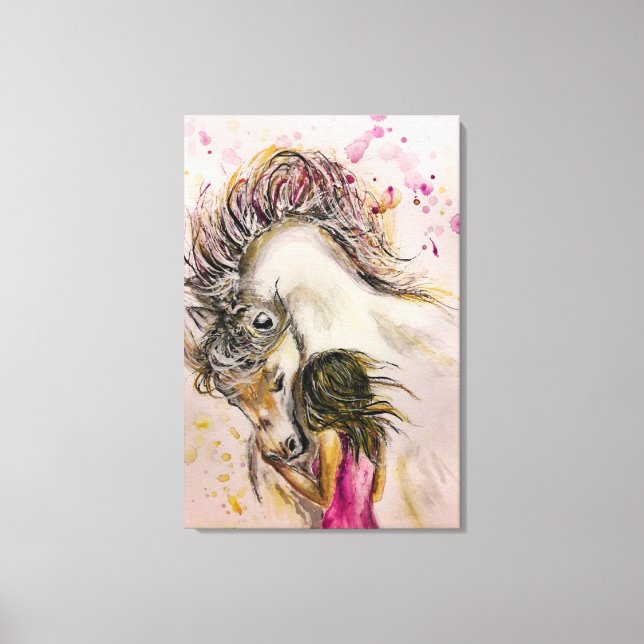 Impression sur toile - Fille et cheval amis - Pein (Recto)