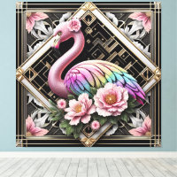 Impression sur toile flamant rose Art déco