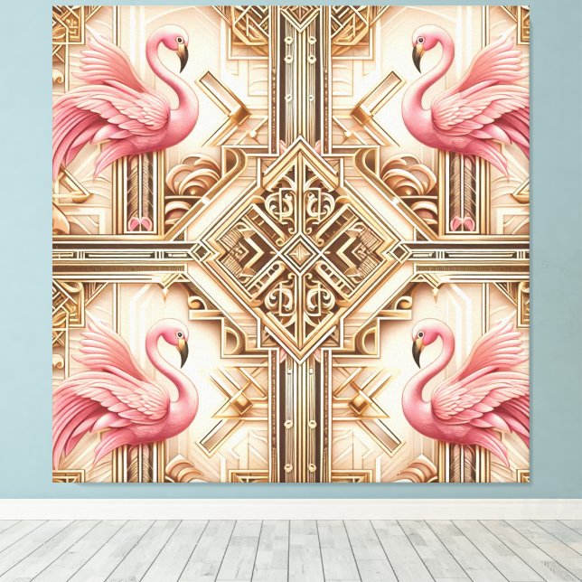 Impression sur toile flamant rose Art déco (Insitu (Plancher de Bois))