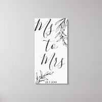 Impression sur toile Floral Ms à Mrs pour la fête 