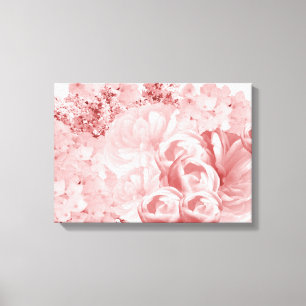 Impression sur toile florale rose monochrome