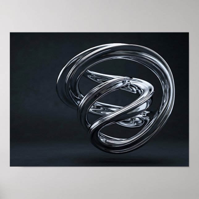 Impression sur toile futuriste Liquid Chrome Knot (Devant)