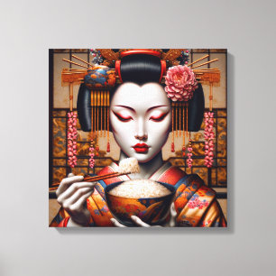 Impression sur toile (Geisha et bol de riz)