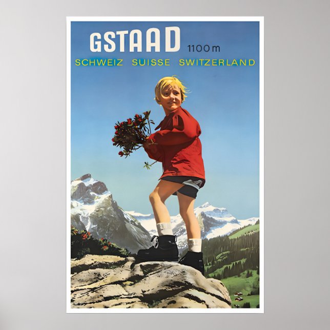 Impression sur toile Gstaad Suisse Affiche de ski  (Devant)