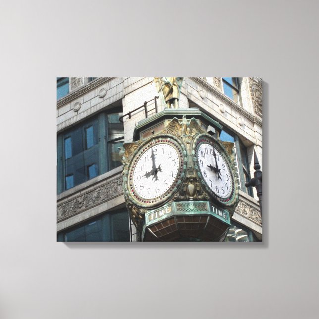 Impression sur toile Horloge de coin du centre-vil (Recto)