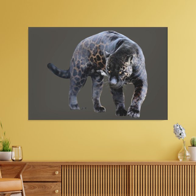 Impression sur toile Jaguar Diablo gris (Insitu(Salon))