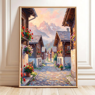 Impression sur toile Lever de soleil alpin suisse