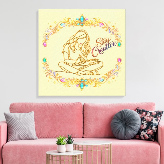 Impression sur toile Ligne dorée Stay Creative | É (Insitu(Salon))