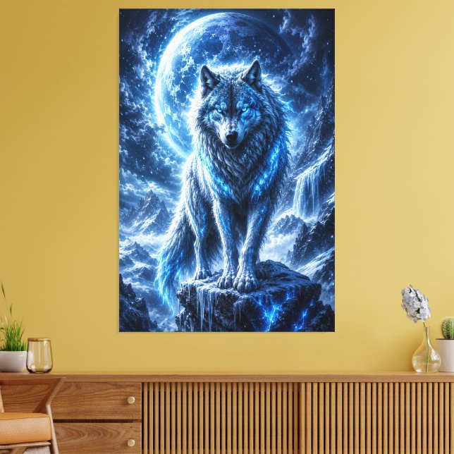 Impression sur toile Lune de loup gelé fantastique (Insitu(Salon))