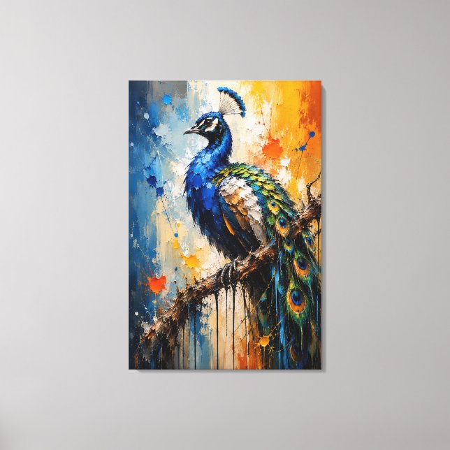 Impression sur toile Majestic Peacock Impasto  (Recto)