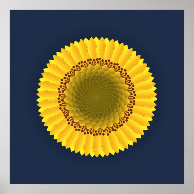 Impression sur toile mandala florale de tournesol  (Devant)