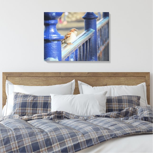 Impression sur toile - Moineau sur clôture (Insitu(Chambre))