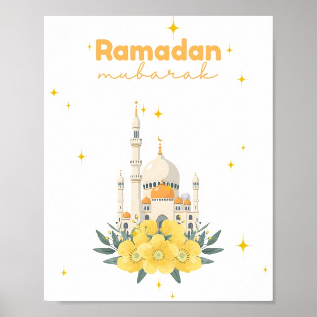 Impression sur toile Mosquée Ramadan Mubarak Fleur (Devant)