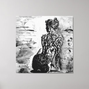 Impression sur toile Nature Lady Peinture en noir 