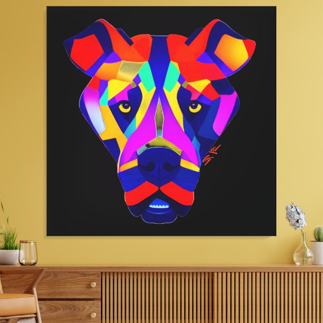 Impression sur toile noire du chien d'Alexandre (Insitu(Salon))