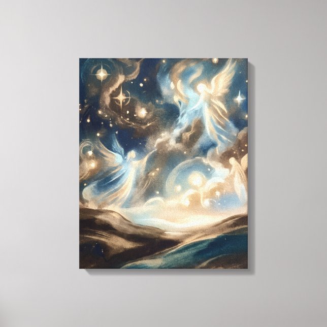 Impression sur toile Nuit étoilée des anges célest (Recto)