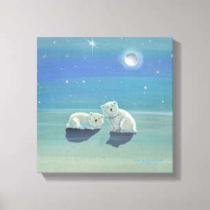 Impression sur toile Oursons polaires scintillants